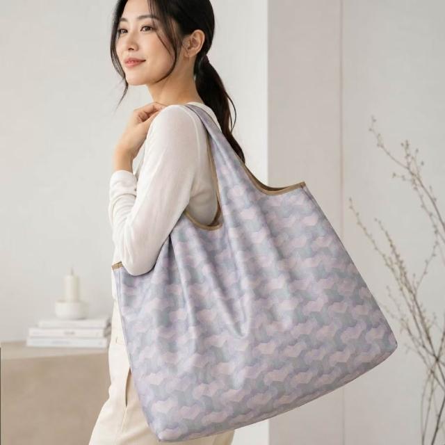 【FIFIOO 杏屋家居】超質感厚實環保摺疊購物袋(大款/58x40x18公分)