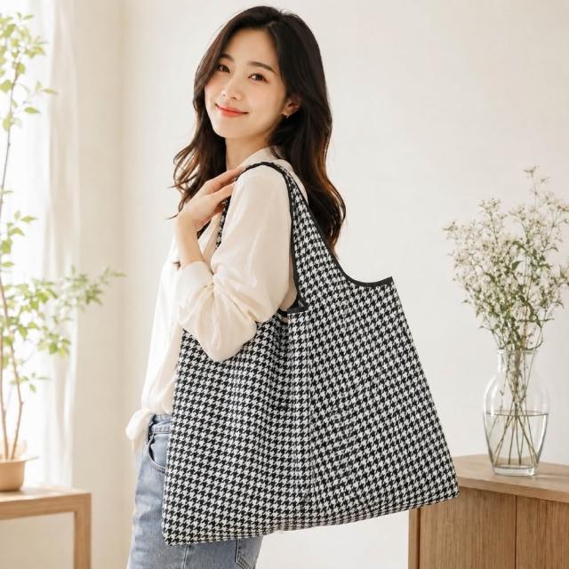 【FIFIOO 杏屋家居】超質感厚實環保摺疊購物袋(大款/58x40x18公分)