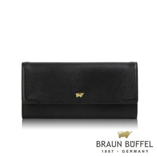 【BRAUN BUFFEL 德國小金牛】台灣總代理 SUPERSTAR-C 12卡兩折長夾-黑色(BF674-621-BK)