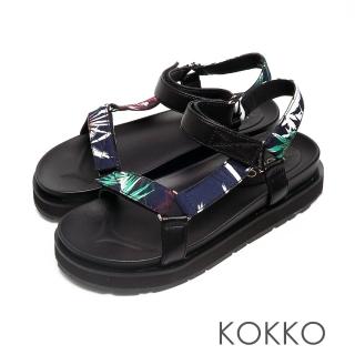 【KOKKO 集團】休閒運動風魔鬼氈厚底止滑涼鞋(花漾)