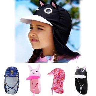 【泳衣果】泳帽兒童遮陽帽花漾小朋友帽遮脖防曬海邊帽子(適兒童)