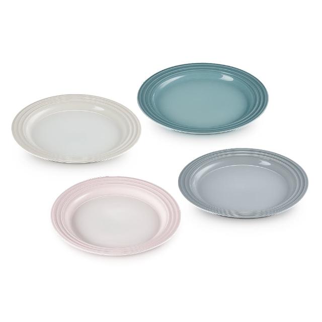【Le Creuset】琺瑯鑄鐵鍋媽咪鍋28cm甜心粉/礦石藍 2色選1(贈悠然恬靜系列沙拉盤組22cm-4入)
