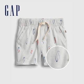 【GAP】嬰兒 布萊納系列 清新印花寬鬆短褲(691237-灰白色)