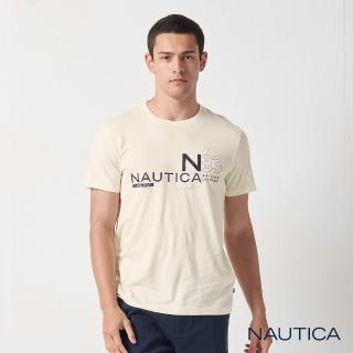 【NAUTICA】男裝 簡約文字圖騰短袖T恤(淺黃)