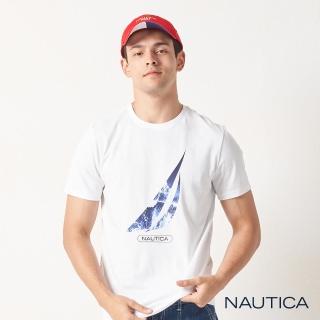 【NAUTICA】男裝 印花海洋LOGO圖騰短袖T恤(白色)