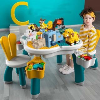 【福利品】萌萌兔兒童學習積木玩具多功能桌(兒童家具)