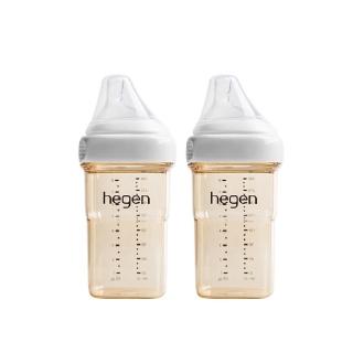 【hegen】總代理｜PCTO™金色奇蹟PPSU多功能方圓型寬口奶瓶 240ml 雙瓶組(象牙白)