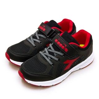 【DIADORA】大童 22cm-24.5cm 迪亞多那 輕量3E寬楦慢跑鞋 終極速跑系列(黑紅 13000)