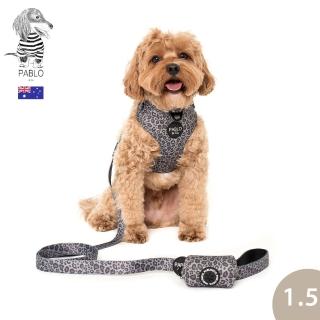 【Pablo & Co】牽繩 寵物牽繩 狗牽繩 黑灰小花豹 1.5cm