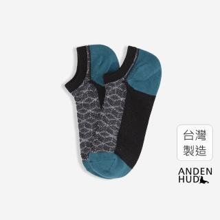 【Anden Hud】男款．城市光影．舒棉船型襪(黑色-立體幾何)