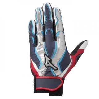 【MIZUNO 美津濃】Mizuno MZ COMP 打擊手套 少年 超止滑 可水洗 舒適彎曲 棒球 2入 藍銀青(1EJEY08814)