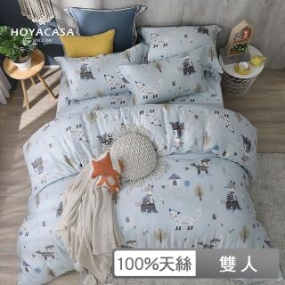 【HOYACASA】100%抗菌天絲兩用被床包組-森林奇遇(雙人)
