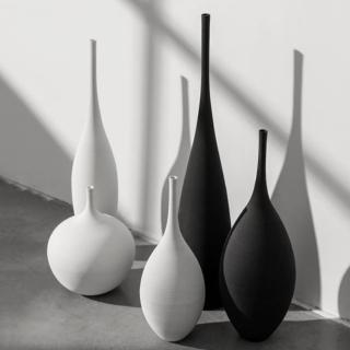 【JEN】現代創意手工陶瓷花瓶桌面擺飾居家裝飾花器工藝品(白色B款)