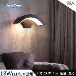 【JASDEN】LED 18W 防水壁燈 造景燈 戶外燈 燈飾 美術燈 單入組(18W 黃光 戶外 防水防塵 造型壁燈)