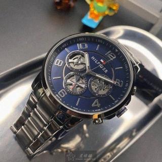 【Tommy Hilfiger】湯米希爾費格男女通用錶型號TH00002(寶藍色錶面銀錶殼銀色精鋼錶帶款)