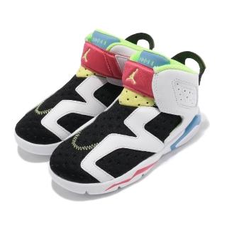 【NIKE 耐吉】休閒鞋 Jordan 6 Retro 童鞋 喬丹 舒適 襪套 六代 小童 穿搭 白 黑(CT4417-103)