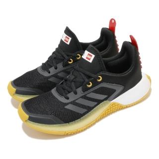 【adidas 愛迪達】慢跑鞋 LEGO Sport J 運動 女鞋 愛迪達 樂高系列 聯名 舒適 避震 球鞋 黑 黃(FX2863)