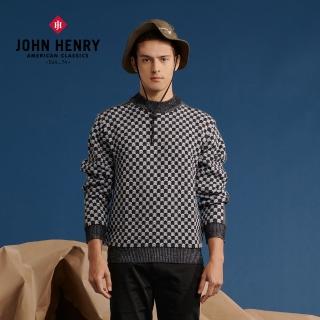 【JOHN HENRY】棋盤格紋長袖毛衣