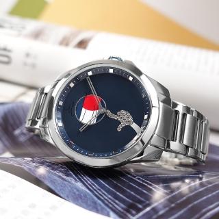 【Tommy Hilfiger】限量款 怪物奇兵聯名 晶鑽時尚 礦石強化玻璃 不鏽鋼手錶 藍色 43mm(1791907)