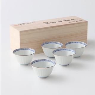 【TACHIKICHI 橘吉】日本和陶白磁面取茶吞茶碗5入-木箱(台灣獨家總代理 日本直送)