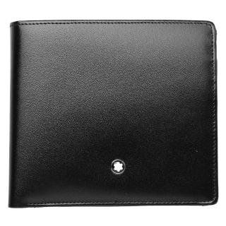 【MONTBLANC 萬寶龍】經典小牛皮 4卡零錢皮夾(黑色)