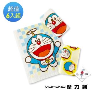 【MORINO】哆啦A夢Doraemon小叮噹 MIT印花紗布童巾/小毛巾(6入組)