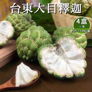 【禾鴻】台東香甜好吃大目釋迦5斤含箱重7-9顆x4盒(水果界的綠寶石)