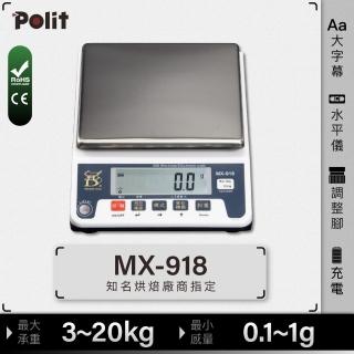 【Polit沛禮】MX-918 烘焙料理秤 最大秤量20kgx感量1g(防塵套 上下限檢校 簡易計數)