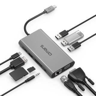 【Omars】OMHUBGY10PLX 十合一 Type-C HUB集線器(Type-C PD/HDMI 4K/VGA)