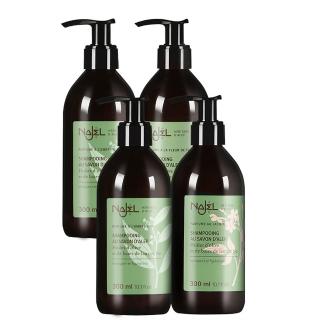 即期品【法國NAJEL】阿勒坡古皂液洗髮精300mlx4入組-淨透平衡頭皮SPA(茉莉花/梔子花/木質沉香)