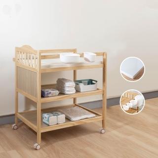 【i-Smart】皇家嬰兒實木尿布台+收納盒六件組(超值2件組｜附防水軟墊｜寶寶護理台｜置物架｜收納架)