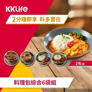 【KKLife】料理包6袋綜合組共12包泰式雞.咖理牛.滷牛筋.滷豬腱.洋蔥豬.沖繩軟骨(155g-250g/包;2包/袋)