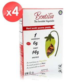 【BENTILIA】美國原裝進口紅扁豆義大利筆管麵4包組(225公克*4包)