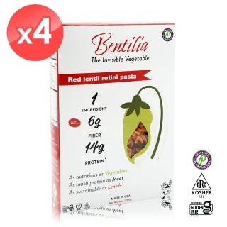 【BENTILIA】美國原裝進口紅扁豆義大利螺旋麵4包組(225公克*4包)