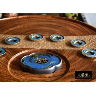 【先藝堂】景泰藍松鶴延年白瓷15件茶具套