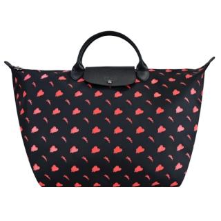 【LONGCHAMP】EU王者聯名LE PLIAGE系列尼龍短把手提旅行袋(大/黑)