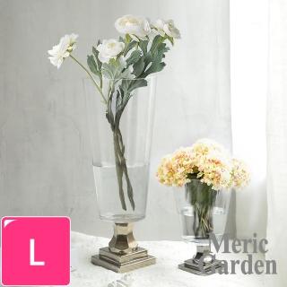 【Meric Garden】北歐輕奢羅馬高腳鍍銀裝飾玻璃花瓶_L