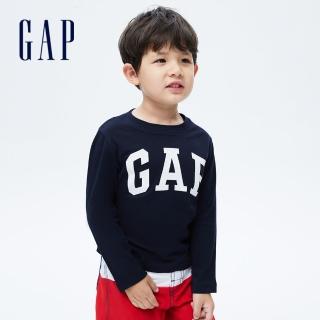 【GAP】男幼童 布萊納系列 Logo純棉長袖T恤(740872-藏青色)