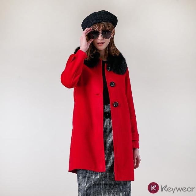 【KeyWear 奇威名品】高人氣極暖質感皮草毛領/羊毛長大衣(多款可選)