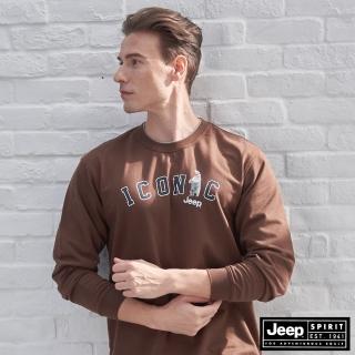 【JEEP】素面休閒LOGO長袖T恤(可可棕)