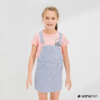 【Hang Ten】女童-Charlie Brown格紋口袋短袖T恤-淺粉