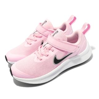 【NIKE 耐吉】慢跑鞋 Star Runner 3 PSV 童鞋 輕量 透氣 舒適 避震 魔鬼氈 中童 粉 白(DA2777-601)