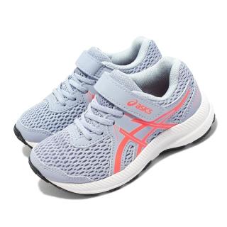 【asics 亞瑟士】慢跑鞋 Contend 7 PS 魔鬼氈 童鞋 亞瑟士 透氣網布 橡膠外底 中童 藍 紅(1014A194406)