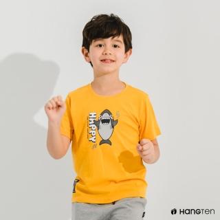 【Hang Ten】童裝-Big Blue有機棉印花短袖T恤-深黃