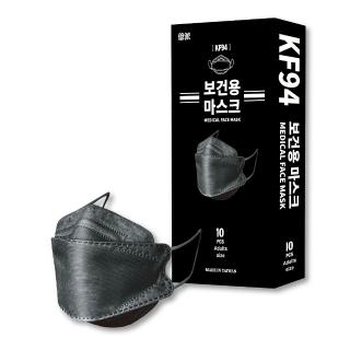 【久富餘】4D韓版4層立體醫療口罩-雙鋼印-時尚黑(10片/盒X4)