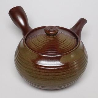 【福介商店】日本陶壺 萬古燒 栗形灰釉 橫手急須0.56L(泡茶壺 沖泡壺 橫柄壺具)