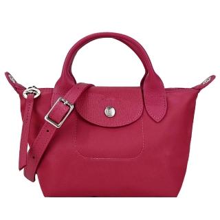 【LONGCHAMP】LE PLIAGE NEO系列新款厚尼龍奔馬短把手提/斜背兩用包(迷你/樹莓紅)