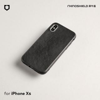 【RHINOSHIELD 犀牛盾】iPhone X/XS 5.8吋 SolidSuit 皮革防摔背蓋手機保護殼-黑色(獨家耐衝擊材料)