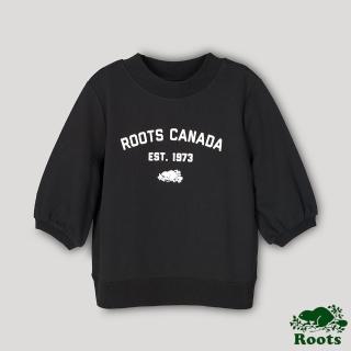 【Roots】Roots女裝- 椒鹽灰系列  泡泡袖五分袖上衣(黑色)