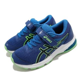 【asics 亞瑟士】慢跑鞋 GT-1000 10 PS 魔鬼氈 童鞋 亞瑟士 支撐 緩震 亞瑟膠 中童 藍 綠(1014A191408)